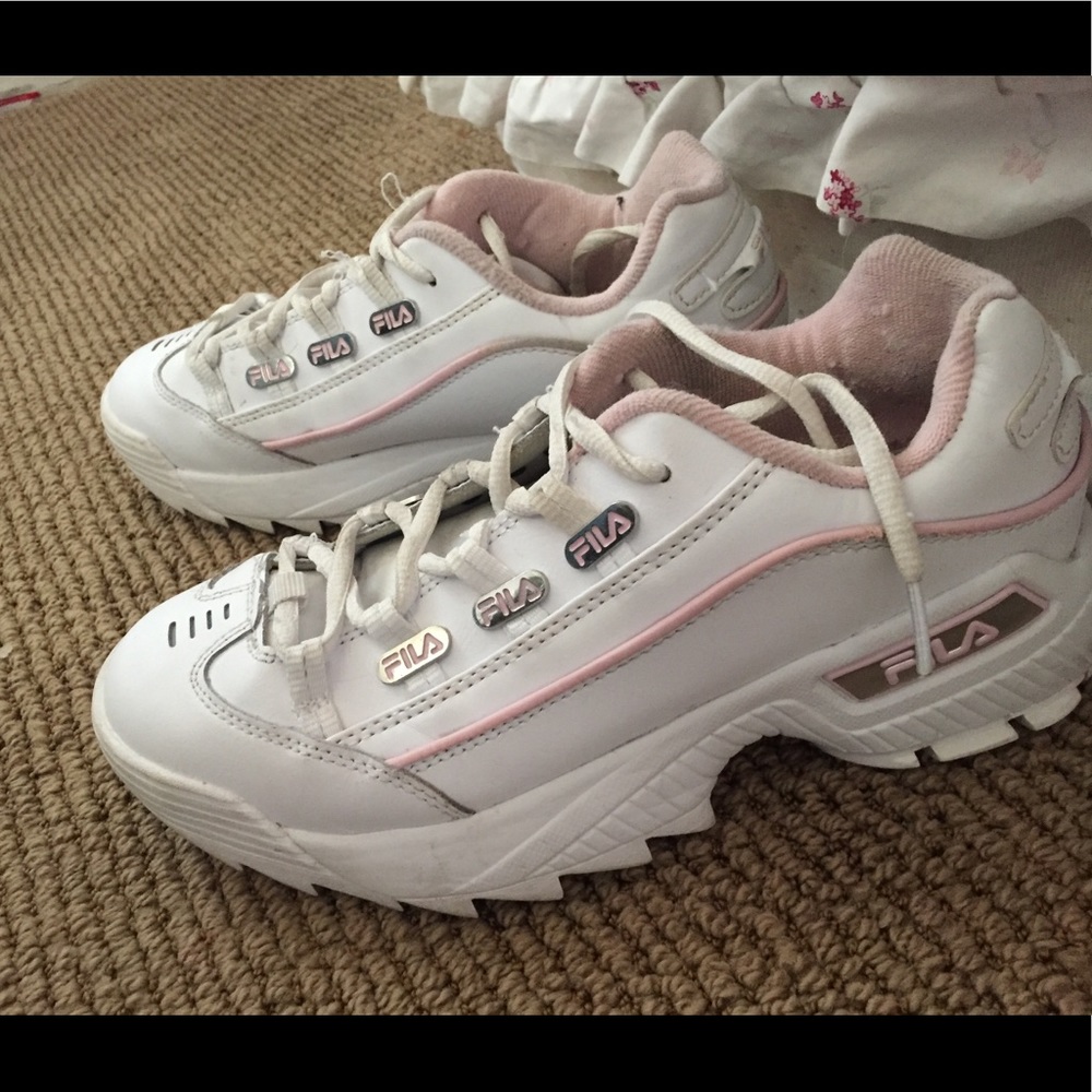 Fila pink and white chunky sneakers!